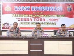 Polres Sergai Laksanakan Rapat koordinasi Persiapan Operasi Zebra Toba-2022