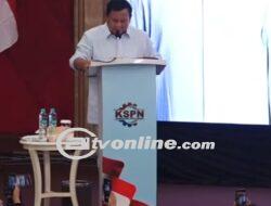 Prabowo Hadiri Deklarasi Konfederasi Serikat Pekerja Nusantara di Bandung